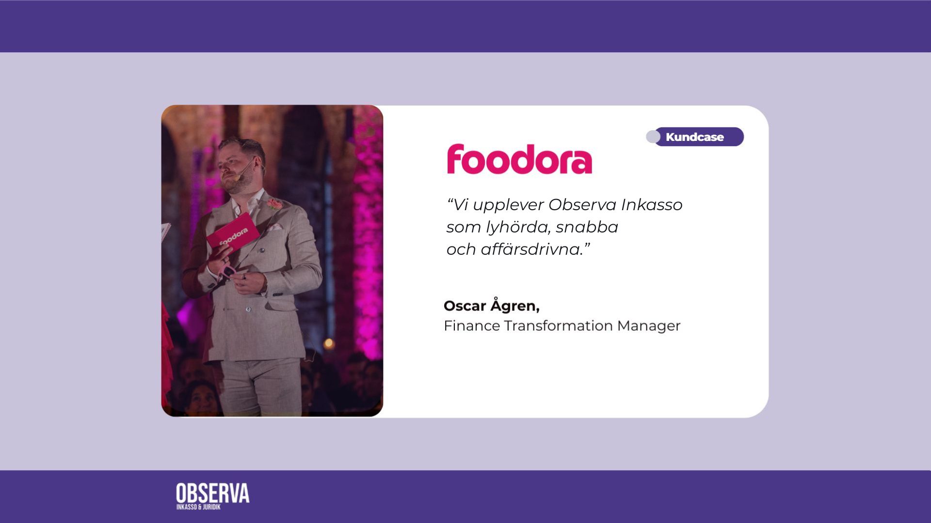 Eventbild som illustrerar Foodora och Observas samarbete under ett företagsevenemang