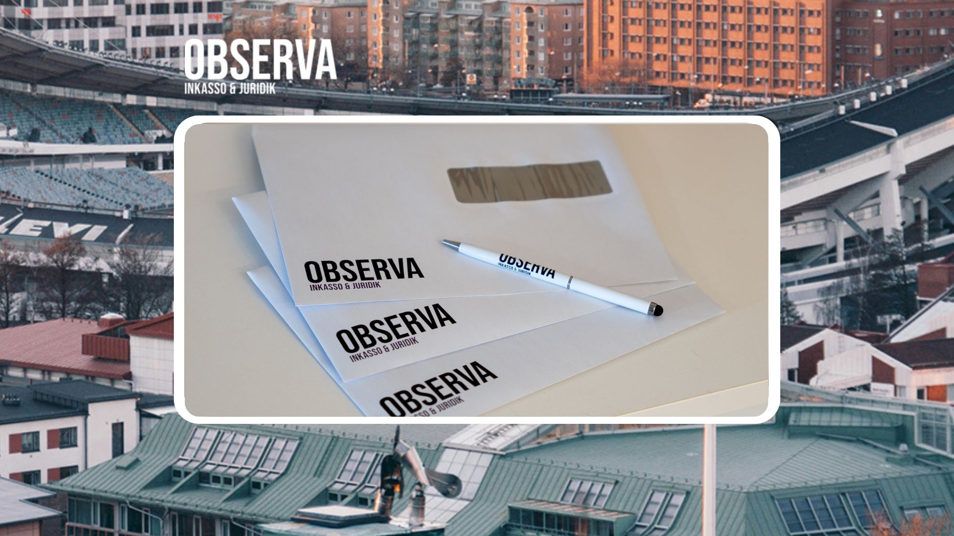 Bestriden faktura – vad gör du som företag? Bild på brev och penna med Observa Inkasso & Juridiks logotyp, symboliserande kravprocess och juridisk hantering. Illustration kopplad till artikeln “Kund har bestridit fakturan – vad händer nu?” på Observa.se.